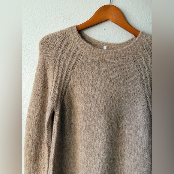 Alpaca Blend Knit Beige Tan Crew Neck Long Sweater by Muji Women Small - Picture 2 of 10
